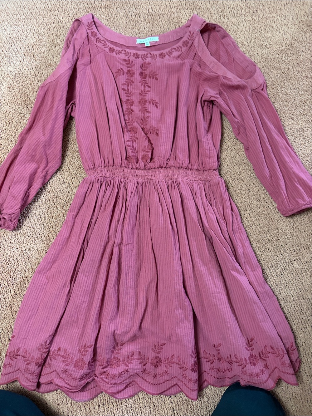 Copper Key Mauve Embroidered Cold-Shoulder Girls' Dress